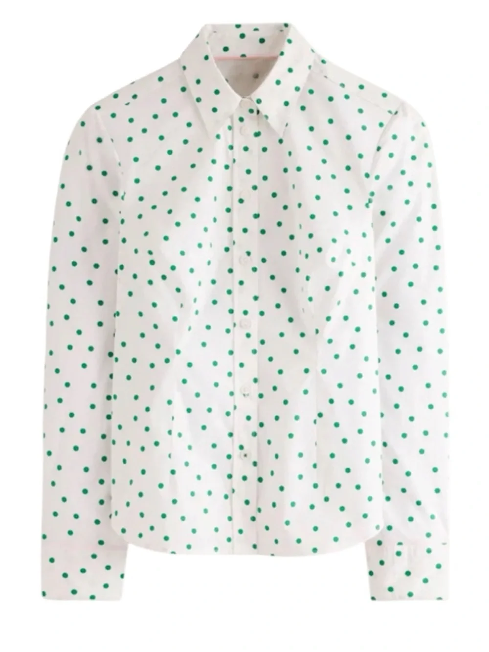 Boden Sienna Shirt Green Polka Dot Cotton Button Front Blouse 14 - Picture 2 of 9